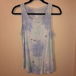 American Eagle Blue/Green/White/Grey Tie-Dye Tank